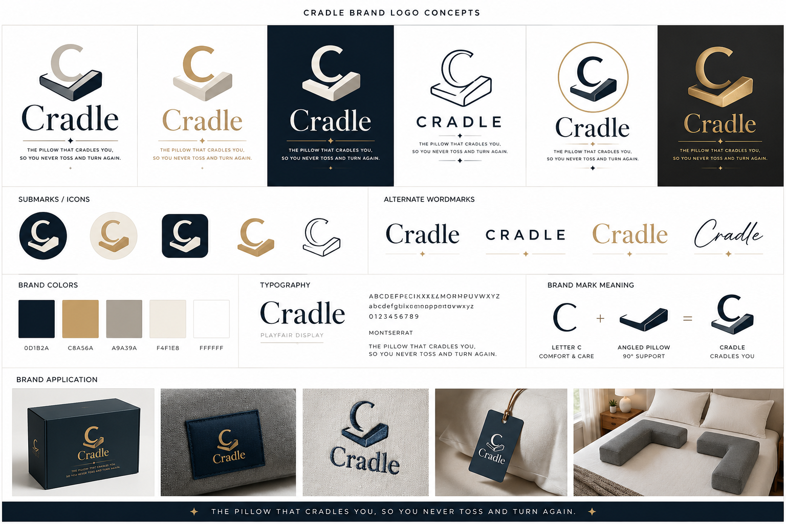 Cradle full logo family: primary logo, submarks, wordmarks, brand colors, typography, and brand applications
